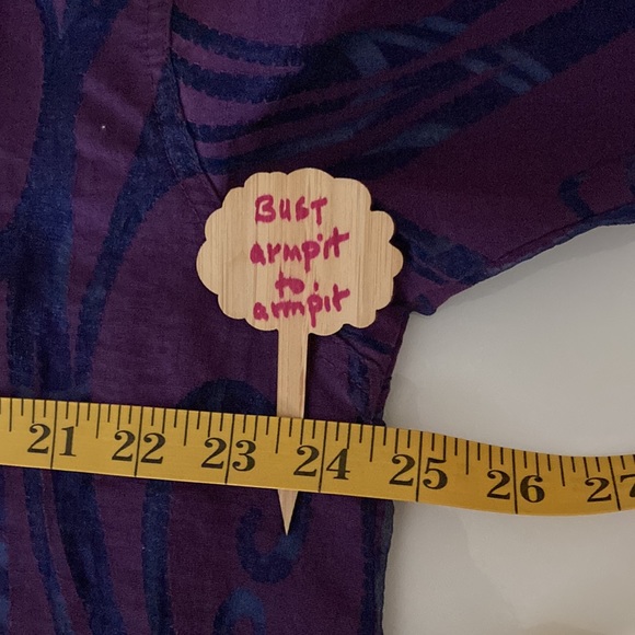 Chico’s size 3=XL purple & black blouse 77% rayon 33% nylon Made in Turkey - Picture 6 of 11